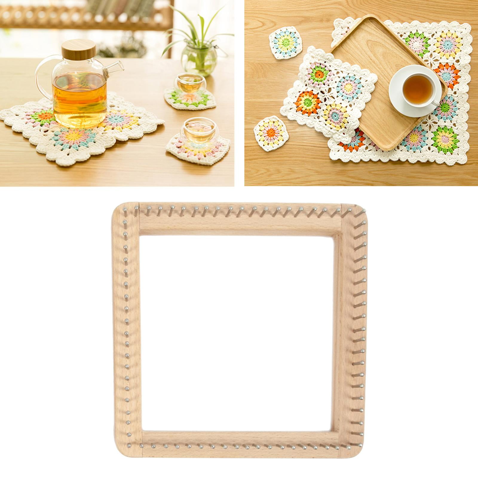 FVDPWYE Square Knitting Wood Tools Board Weaving DIY for Scarf Hats Sock 20x20cm