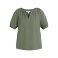 thumbnail image 5 of Time and Tru Women's Double Cloth Cotton Top with Short Sleeves, Sizes XS-XXXL, 5 of 5