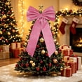 thumbnail image 3 of Large Decorative Bow, Velvet Fabric Bow, Long Tail Holiday Accent for Christmas Trees Doors and Mantels, Pink, 25.60 x 14.96 in, 3 of 6