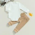 thumbnail image 5 of WUANDIXFA Unisex Baby Boy Girl Bodysuits and Pants Sets 3 6 12 18 24 Months Newborn Clothing Infant Birthday Outfit,Khaki,3-6 Months, 5 of 5