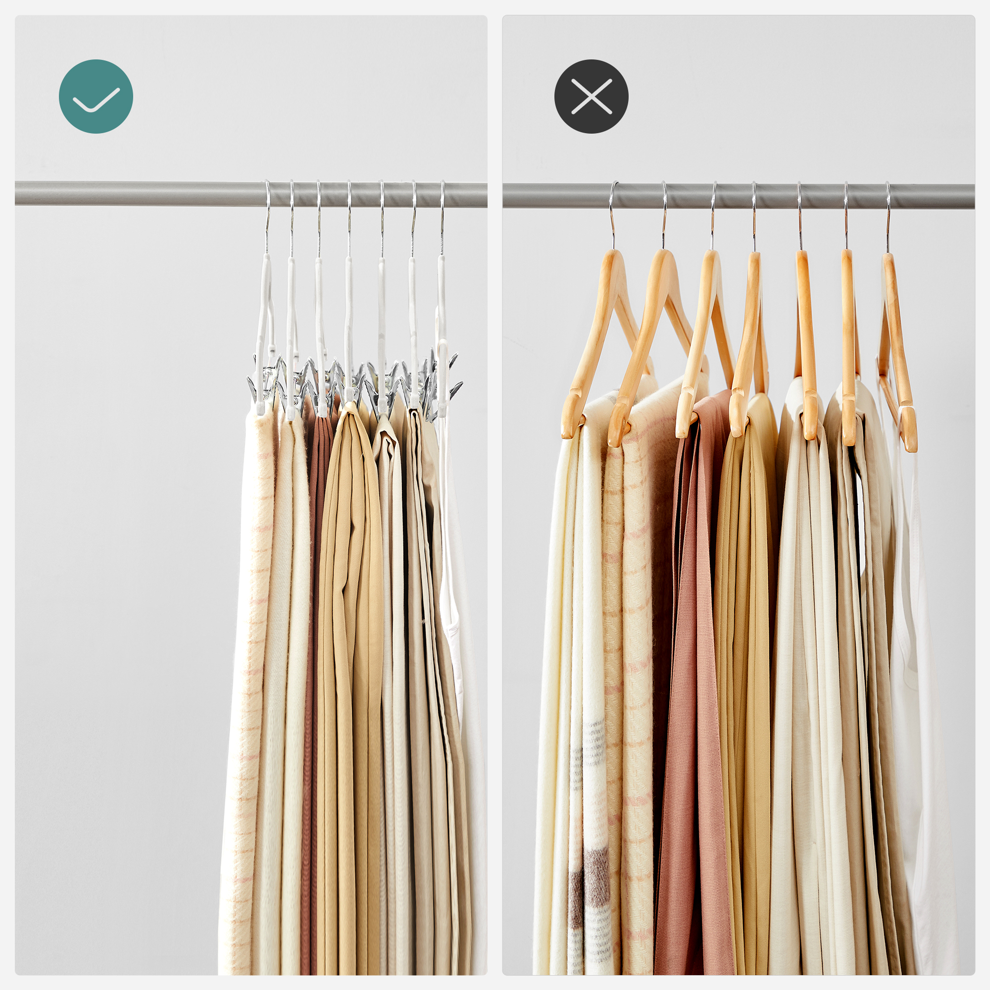 SONGMICS 30-Pack Velvet Skirt and Pants Hangers, White photo 6