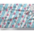 thumbnail image 2 of Soimoi Tissu en Coton Canard Rayé, Cabane & Chat Imprimé Animal 1 Yard 56 Pouces de Large, 2 of 3