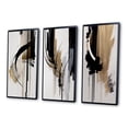 thumbnail image 3 of Designart "Expression in Black, White, and Gold I" Abstract Framed Wall Art Set Of 3 - Black Modern Frame Gallery Wall Set For Home Decor, 3 of 6