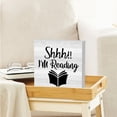 thumbnail image 5 of Zomyto 5"x5" Rustic Book Lover Shelf Library Decor Home Office Desk Decor Wood Box Sign Farmhouse Bookshelf Decor Gift for Reader I'm Reading, 5 of 6