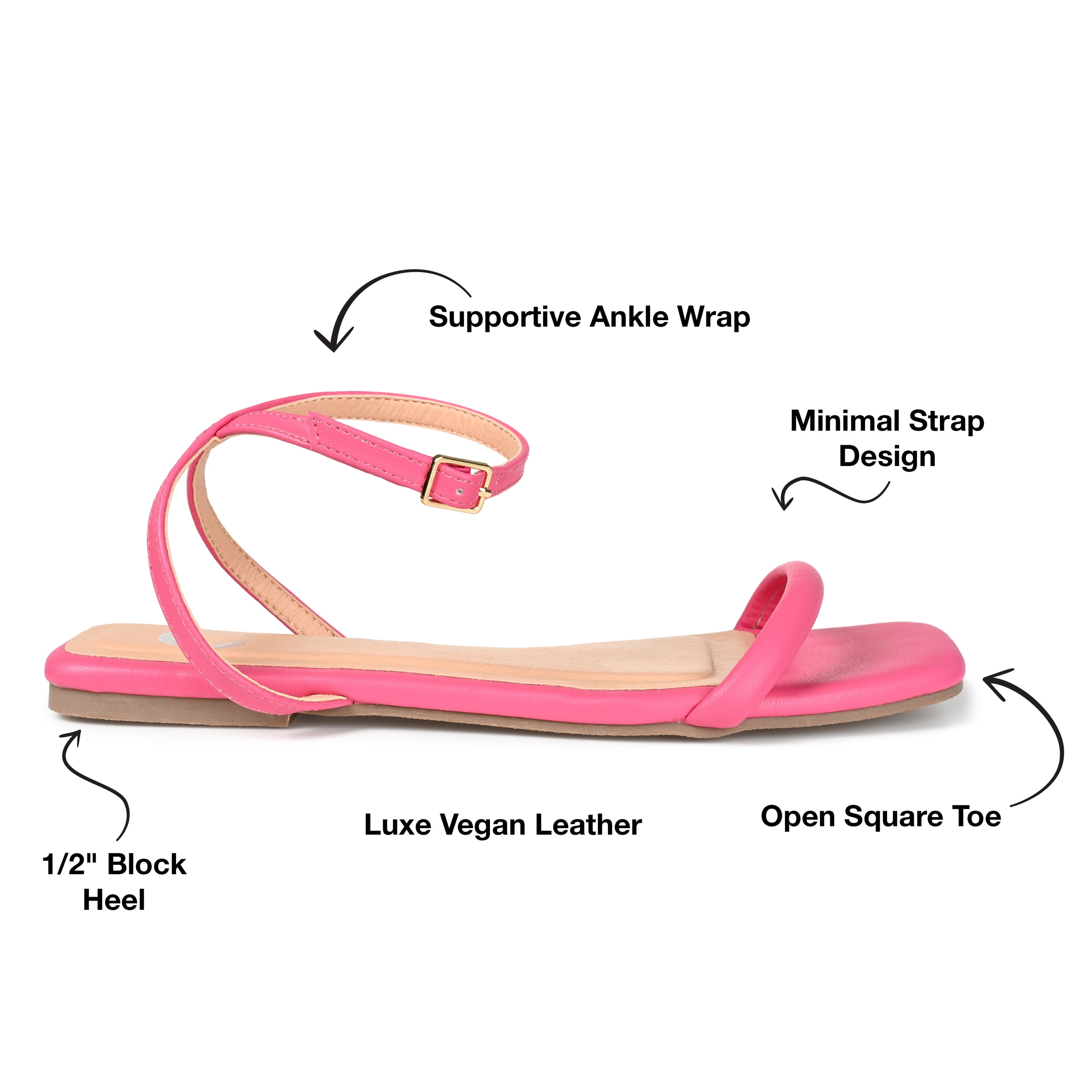Journee Collection Womens Veena Ankle Strap Low Block Heel Sandals