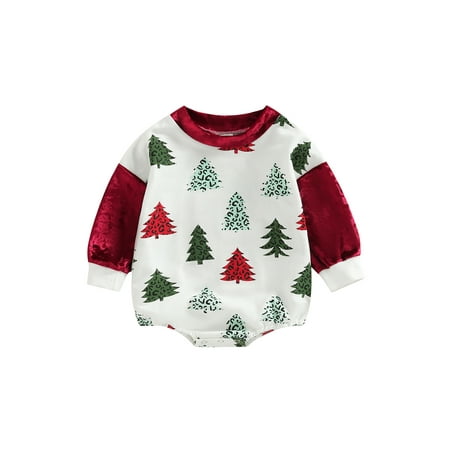 

Coduop Infant Baby Girl Boy Christmas Sweatshirt Romper Bodysuit Winter Clothes