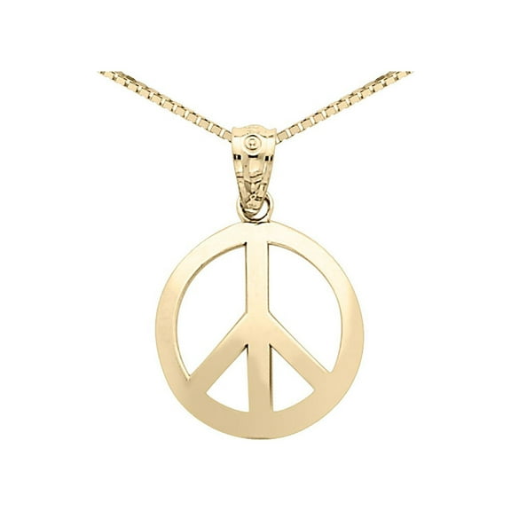 Gem & Harmony Peace Sign Pendant Necklace in 14K Yellow Gold with Chain for Men