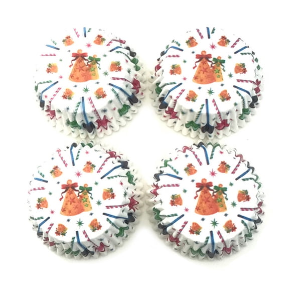 Xihbxyly Vasitos de Papel Navideños, Moldes para Muffins a Prueba de Aceite, Material Ecológico, Diseño de Tinta de Soja Segura, Ideales para Moldes de Pasteles, Repostería Navideña, Juego de 100 Pie