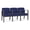 Cobalt, variant on Amherst Wood Reception Waiting 3 Seat Tandem Seating / Black Wood / Blue