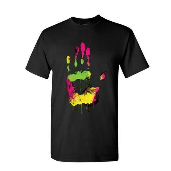 Tee Hunt High Five T-Shirt Melting Neon Dripping Hand Positive Multicolor Mens Shirt