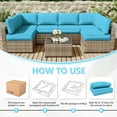 thumbnail image 5 of Kimunuk 14 Piece Outdoor Furniture Replacement Cushions, 5" Foam Foam High-Density, Fits 6-Seat Sectional Rattan Conversation Set, Patio Water-Resistant Sofa Cushions, Lake Blue, 5 of 6