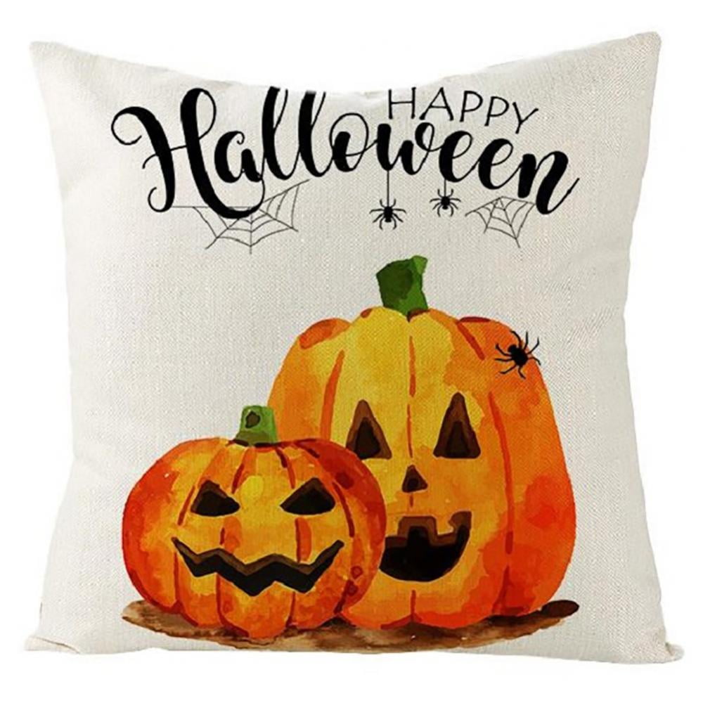 Halloween Happy Pillow Cases Sofa Pumpkin Throw Cushion Cover Fall Home Decor