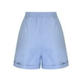 thumbnail image 6 of Homenesgenics Summer Short for Women Plus Size Clearance Women Summer Cotton and Linen Pockets Wide Leg Shorts High Waisted Casual Shorts Workwear/(Blue,XL), 6 of 8
