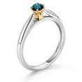 thumbnail image 3 of Gem Stone King 0.15 Ct Round Blue Diamond 10K White and Yellow Gold Solitaire Engagement Ring (Size 8), 3 of 4