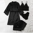thumbnail image 4 of DPTALR Women Plus Size Lingerie Silk Robe Satin Bathrobe Four-piece Set Sleepwear Pajamas, 4 of 6