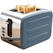 Home Toaster 2 Slice, Stainless Breakfast Machine,6 Browning Setting, with Defrost/Reheat/Cancel Function,Wide Slots 4CM,Removable Crumb Tray (Color : Blue)
