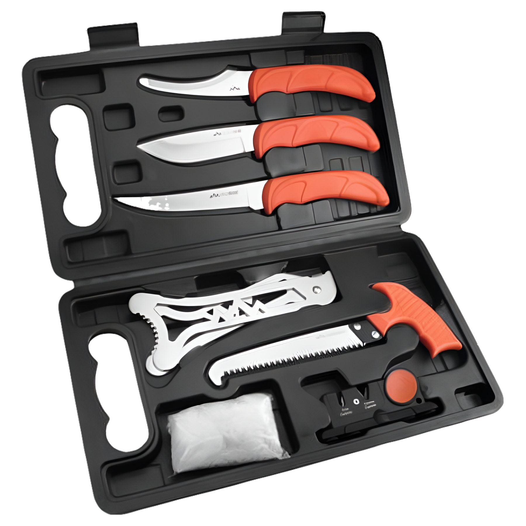Outdoor Edge Jaeger Pak Game Processing Kit 420J2 Stainless Steel Satin Blade Polymer Handle Orange