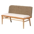 thumbnail image 2 of bali & pari Denver Natural Seagrass and Acacia Wood 3-Piece Dining Nook Set, 2 of 11