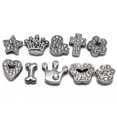 thumbnail image 3 of EOEMY 10 Assorted Silver Alloy Rhinestone Crown Heart Slide Charms Fit 8mm Wristbands, 3 of 6