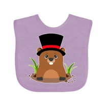 Inktastic Groundhog Day with Groundhog in Top Hat Boys or Girls Baby Bib