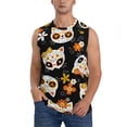 thumbnail image 2 of Lsque Cat Skulls and Flowers Print Men's Cotton Blend Sleeveless Muscle Shirts (S-3XL)- Moisture Wicking, Odor Protection, UPF 30+,Medium, 2 of 8