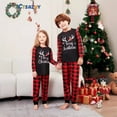 thumbnail image 3 of Conjunto familiar combinado de pantalones de manga larga a cuadros rojos y negros con estampado de astas navideñas, 3 of 5