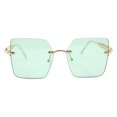 thumbnail image 2 of Rimless Square Sunglasses Womens Rhinestones Star Studded Shades Gold, Green, 2 of 4