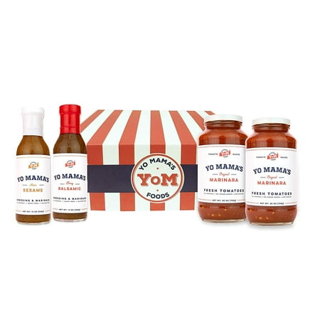 Yo Mama’s Foods Gourmet Holiday Food Basket | Includes (2) Gourmet Sauces and (2) Signature Dressings | Low Sugar, Low Carb, Low Sodium, Gluten-Free, and made from Fresh, Whole