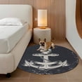 thumbnail image 2 of Black Anchor Round Area Rug 7Ft Washable Circle Rugs for Dorm Laundry Room, Nautical Coastal Summer Vintage Ocean Non-Slip Carpet Floor Mats Indoor Outdoor Carpet Runner Aesthetic Home Decor, 2 of 8