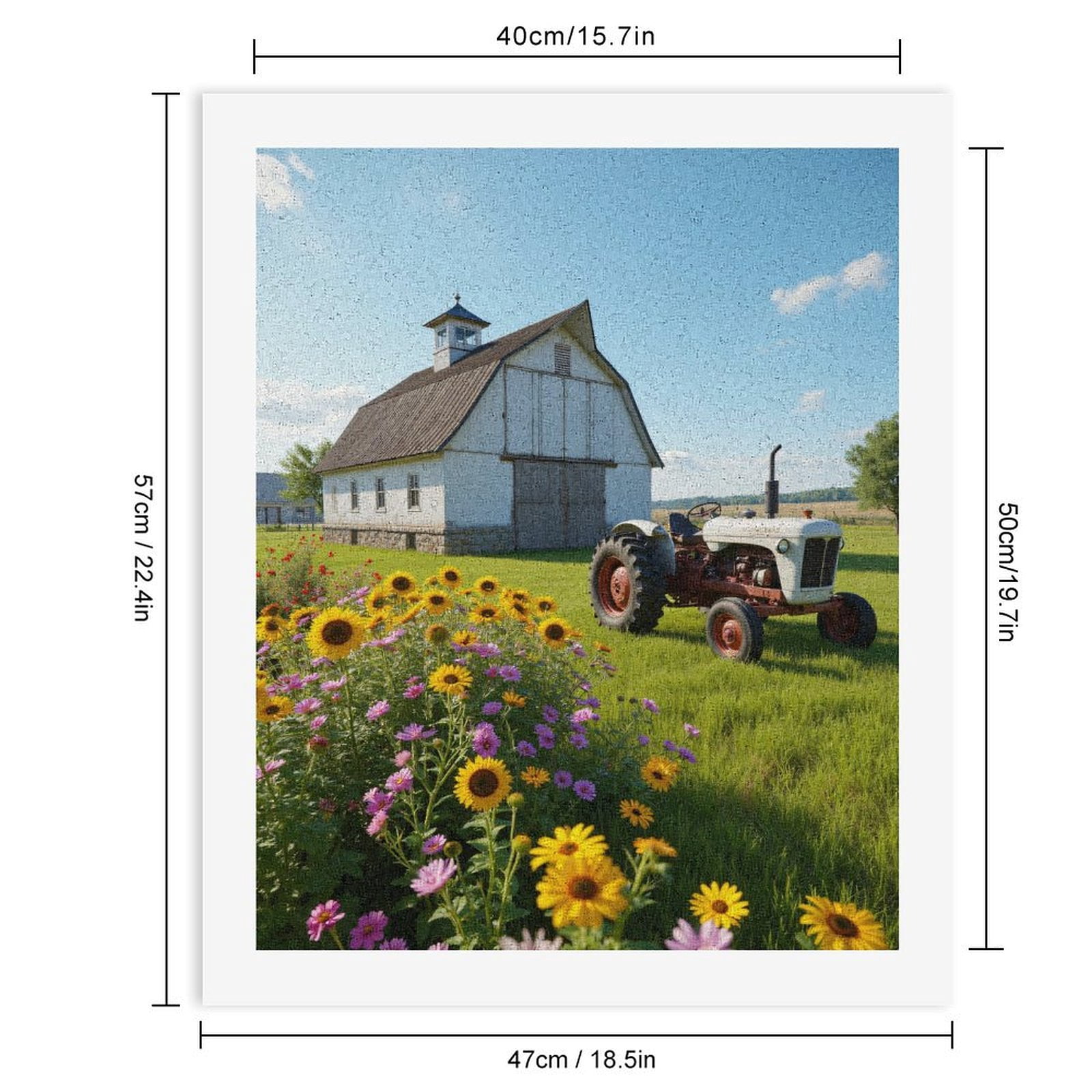 Paint by Numbers Kit for Adults, Vintage Tractor Farm Flowers Barn Paint by Numbers, Easy Paint by Numbers Kit for Adults Beginner, DIY Adult Paint by Number Kits on Canvas, Home Decor
