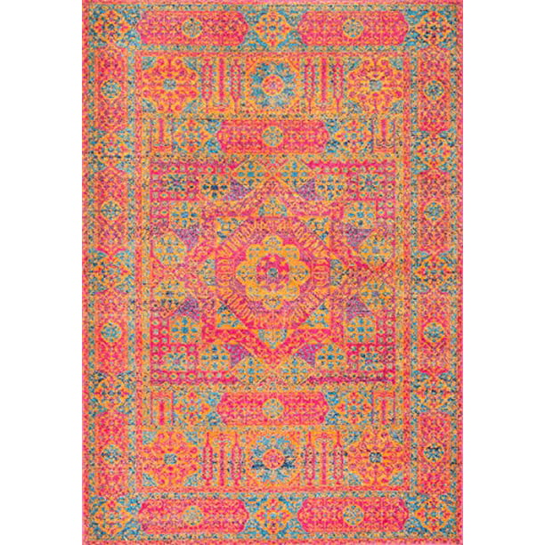 Traditional Vintage Hannah Sunny Token, Turquoise And Orange Runner Rug