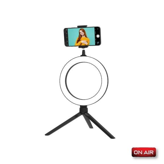 ON AIR 8” Portable LED Ring Light with Desktop Stand and Phone Holder