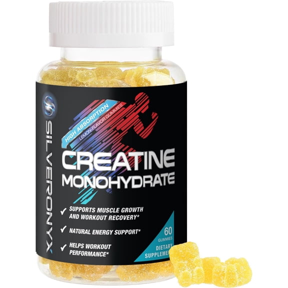 Creatine Monohydrate Gummies 2000mg - Best Micronized, Sugar Free Creatine Chewables for Men & Women - Supports Lean Muscle, Strength, Energy, & Endurance - Non-GMO, Gluten Free - 60 Lemon Gummies