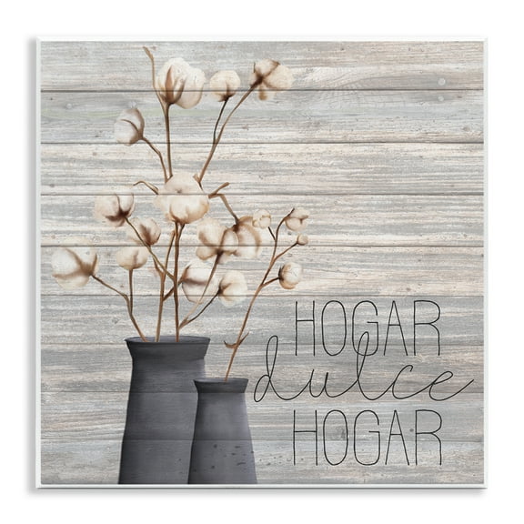 Stupell Industries Hogar Dulce Hogar con Algodón Inspirational Quotes & Sayings Painting Unframed Art Print Wall Art, 12 x 12