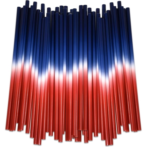 Gift Boutique Patriotic Plastic Drinking Straws, Red White Blue Party Straws, 9 Inch Disposable Beverage Straws, 50 Count, Fourth of July Supplies