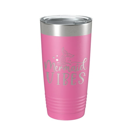 

Mermaid Vibes Tumbler Travel Mug Insulated Laser Engraved Coffee Cup 20 oz Pink