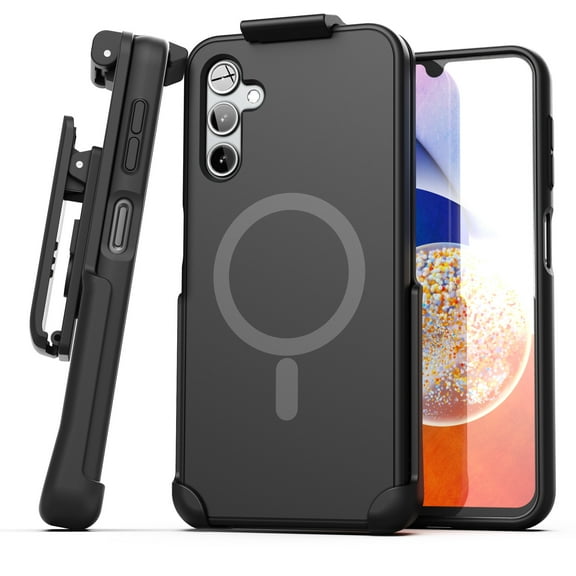 Encased SlimShield Designed for Samsung Galaxy A14 Belt Clip Magnetic Case with Holster (Compatible with MagSafe) Black