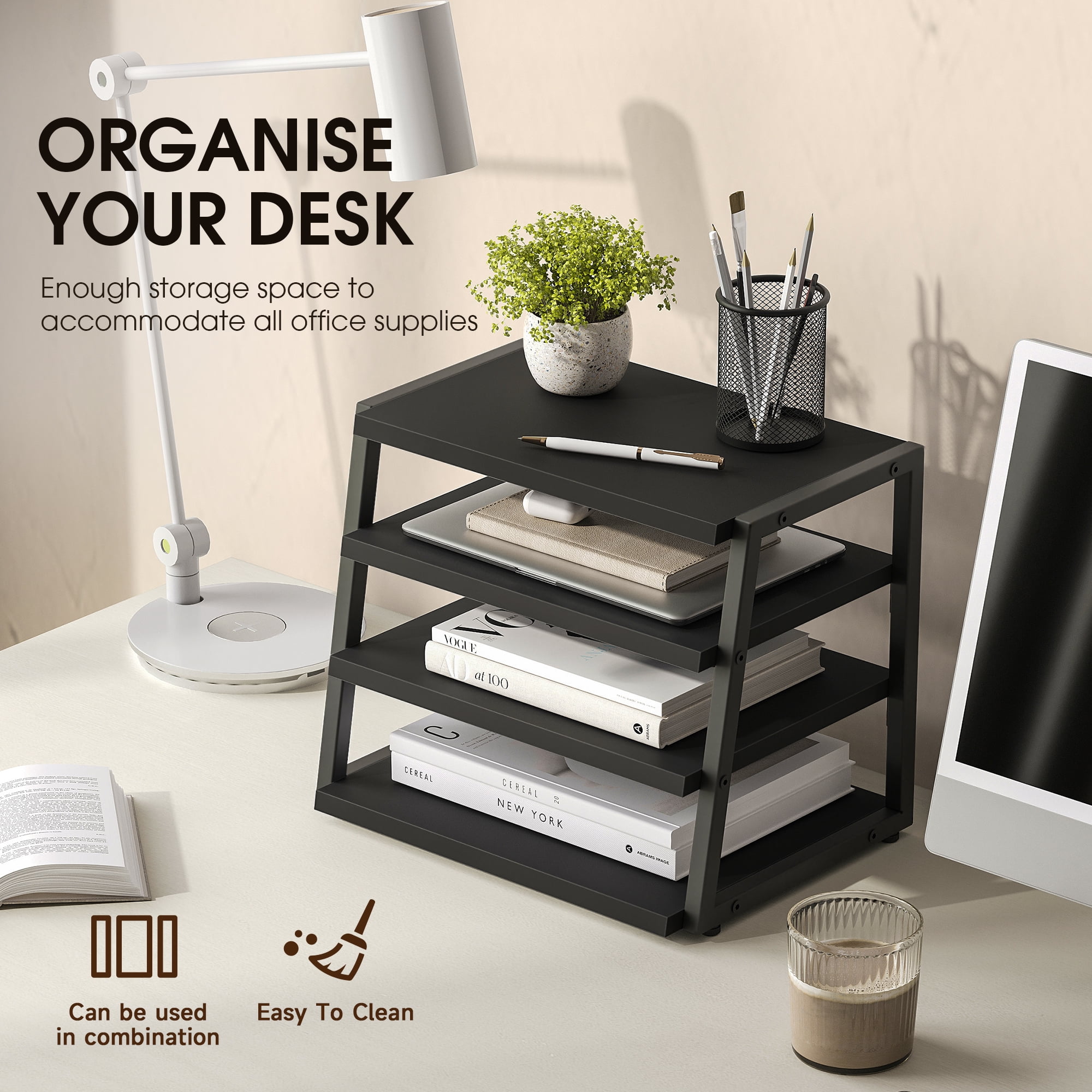 Fenge Desk Organizer, 4 Tier File Organizer for Desk