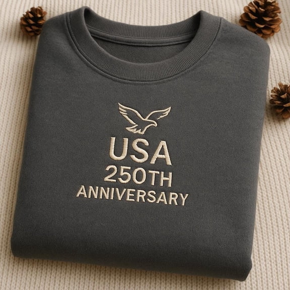 USA 250th Anniversary Embroidered Sweatshirt, Eagle Hoodie, Patriotic Semiquincentennial Tee, US History Gift for Veteran.