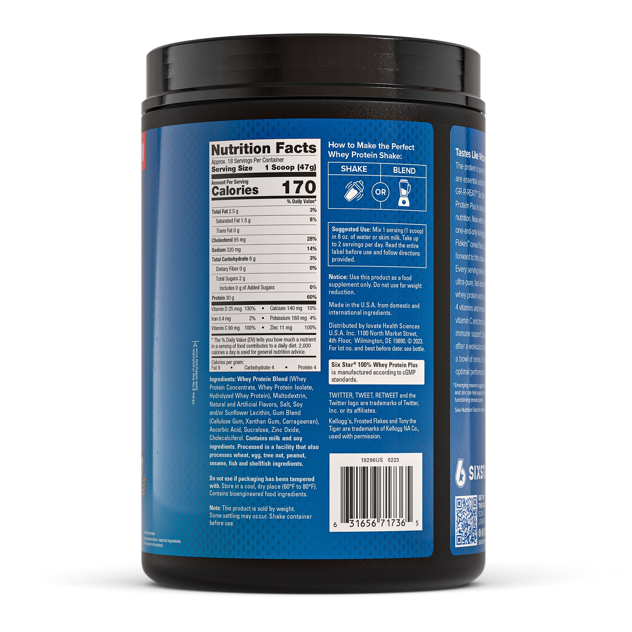 Six Star Pro Nutrition 100% Whey Protein Plus Powder, Kellogg's Frosted Flakes 1.8 lbs