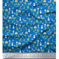 thumbnail image 1 of Soimoi Modal Satin Fabric Tree,Snowman & Reindeer Cartoon Print Sewing Fabric Yard 42 Inch Wide, 1 of 1