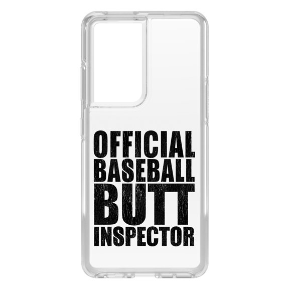 DistinctInk Clear Hybrid Case for Samsung Galaxy S21 Ultra (6.8" Screen) - Official Baseball Butt Inspector - Lightweight Grip