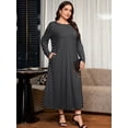 thumbnail image 6 of SHOWMALL Women's Plus Size Long Sleeve Maxi Dress with Pockets - Soft Casual Loose Floral Long Boho Dress, 6 of 7