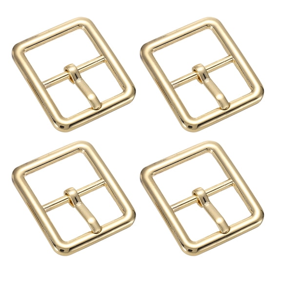Uxcell 1 IN(25mm) Single Prong Belt Buckle [4Pcs] - Metal Center Bar Buckle - [Gold Tone] Square Loops Clasp
