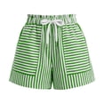 thumbnail image 6 of UDAUDU Women’s Striped Shorts Casual High Waist Beach Soft Lounge Shorts Loose Fit Drawstring Pocket Short Green XL, 6 of 6