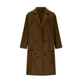 thumbnail image 4 of Hueook Winter Coat Women's Solid Color Long Sleeved Lapel with Lining and Pockets Coat Brown M, 4 of 9