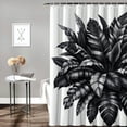 thumbnail image 2 of GOSMITH Bathroom Shower Curtain Black White Tropical Plants Monstera Leaf Areca Palm Banana Leaves White, 2 of 6