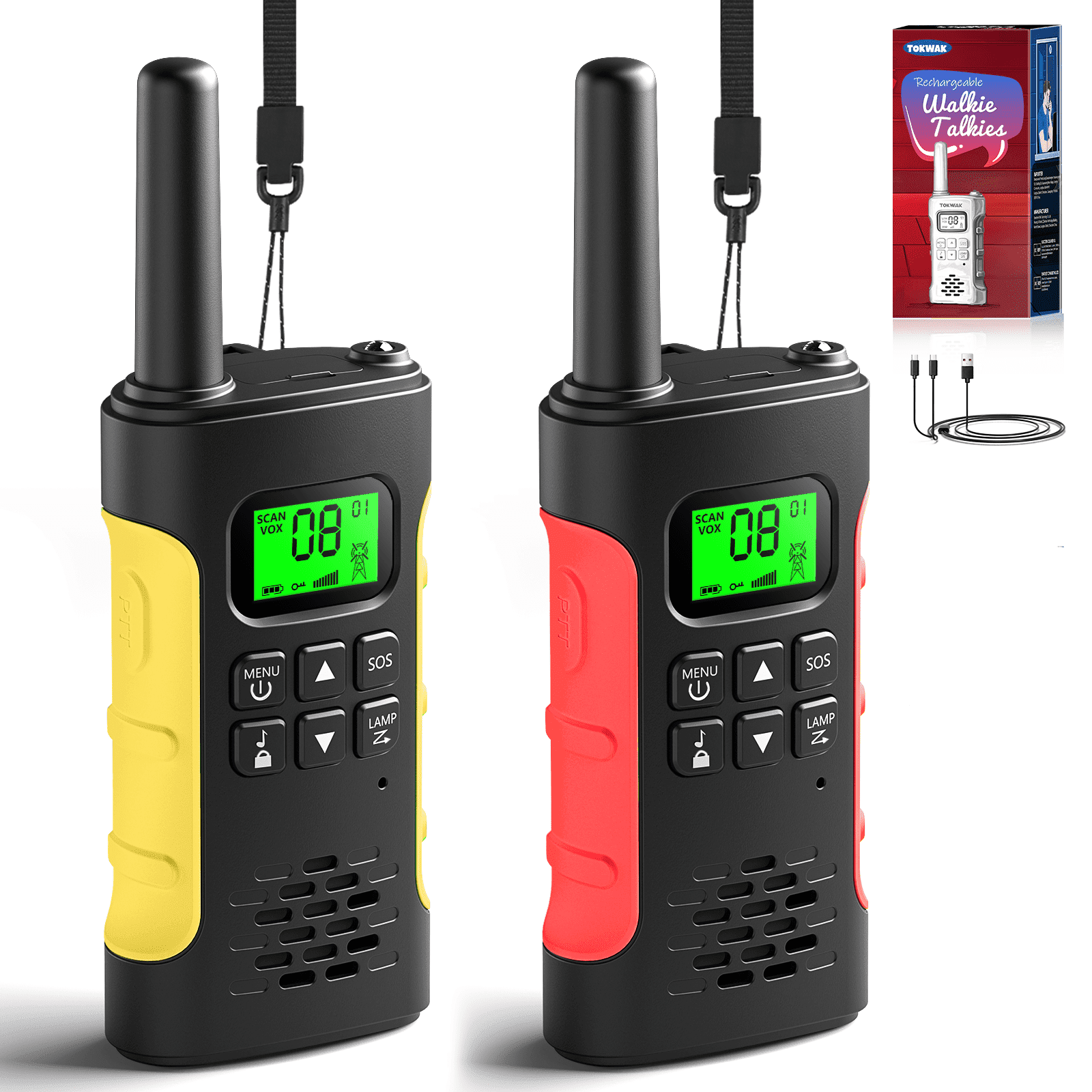 Walkie Talkies 2 pack, Walkie Talkie for Kids Adults, Rechargeable Walkie Talkies, Two Way Radio with 22 FRS Channels, LED Flashlight VOX LCD Display