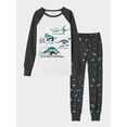 thumbnail image 1 of MyFav Boys Pajamas Set Cotton Dinosaur Christmas Sleepwear Solid Colors Little Big Boys 2 Piece Pajama Set, 1 of 5