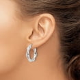 thumbnail image 3 of 925 Sterling Silver CZ Anti-Tarnish 5mm x 26mm Twisted Scalloped Hoop Earrings, 3 of 4